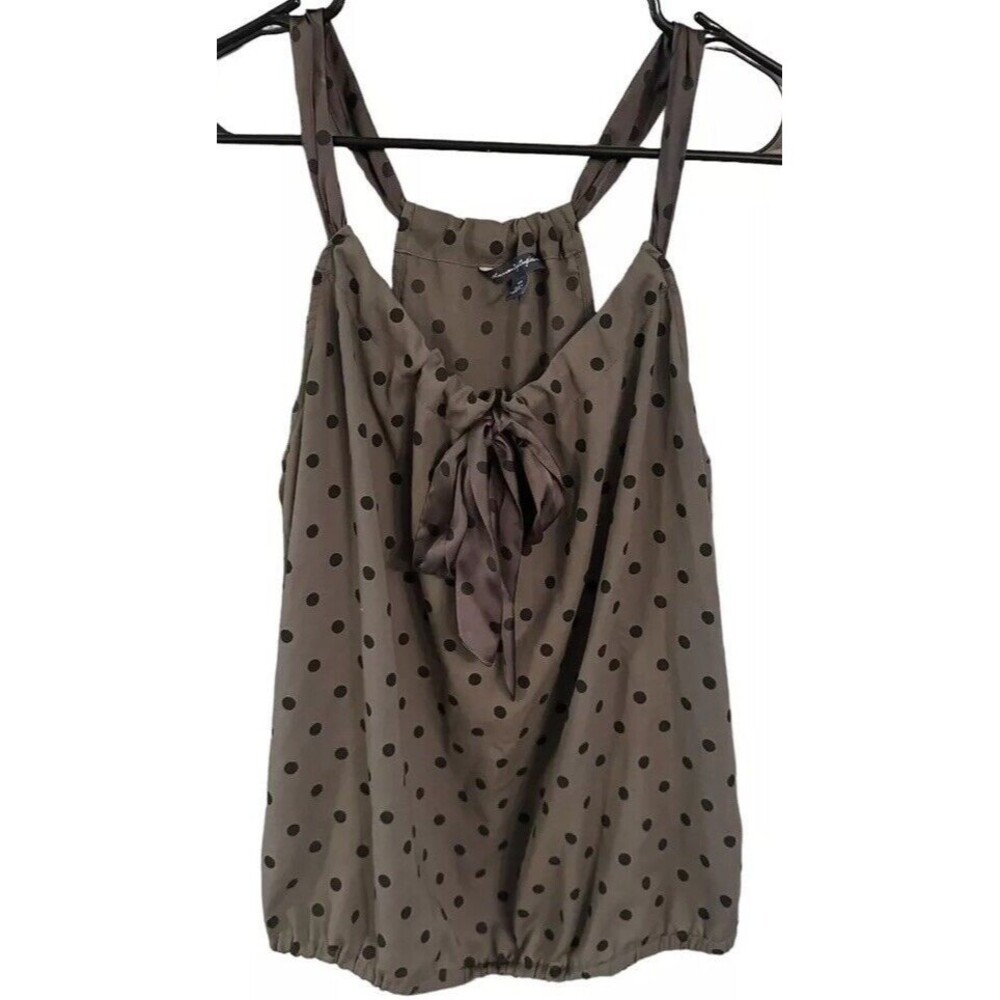 American Eagle Grey and Black pokadot juniors tanktop blouse size small